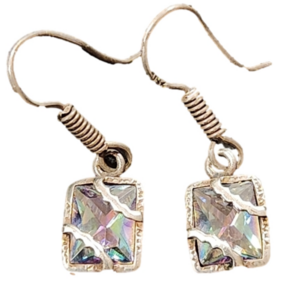 MYSTICAL EYE RAINBOW MAGIC TOPAZ .925 STERLING SILVER EARRINGS